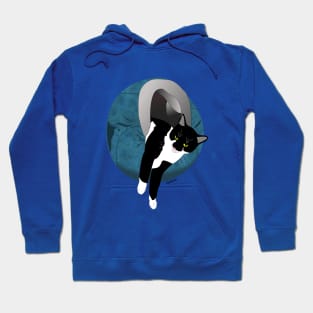 Cute Tuxedo cat in in his Igloo 3 Copyright TeAnne Hoodie